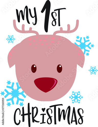 merry christmas card with reindeer