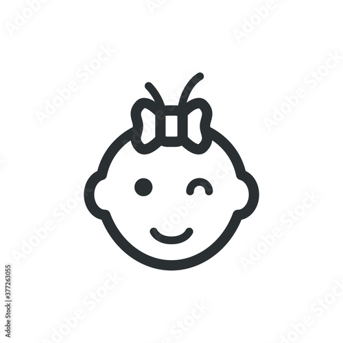 Baby girl winking eye icon