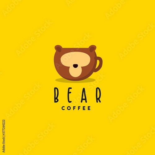 Creative bear coffee logo design