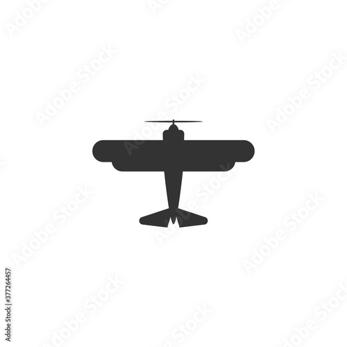 retro airplane or aeroplane icon. Flat old vintage aircraft isolated on white background.