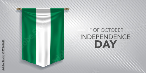Nigeria independence day greeting card, banner, vector illustration