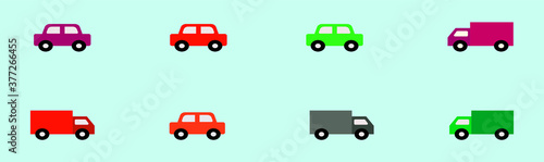 a set of industrial car trucks, pick up and more. vector illustration