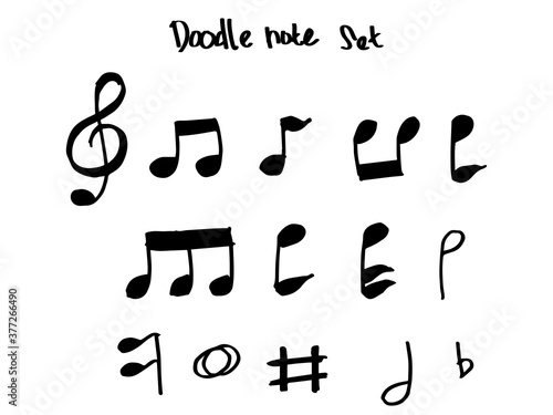 Set of music note doodle. vector illustration