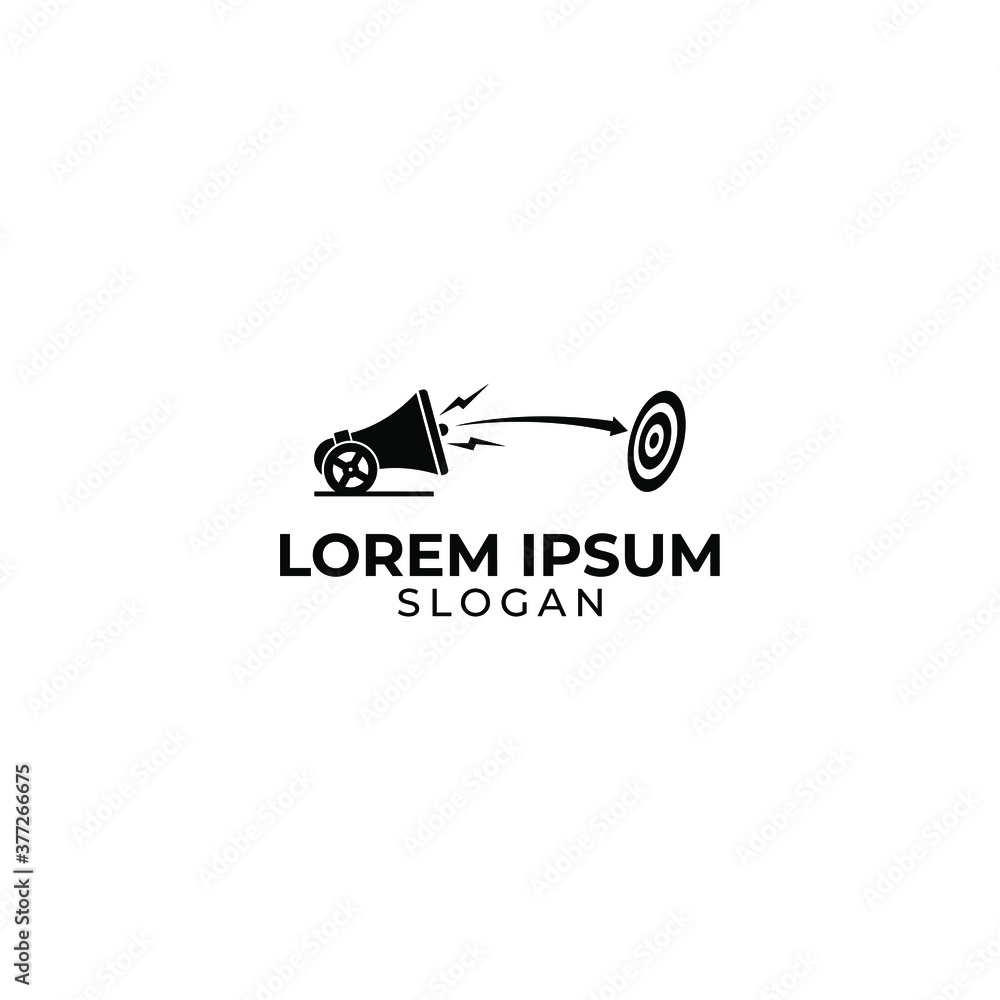 cannon logo with a combination of loudspeakers and bull eyes, a logo for the presenter who reaches the target, monochrome logo design cannon logo with a combination of loudspeakers and bull eyes, a logo for the presenter who reaches the target, monochrome logo design