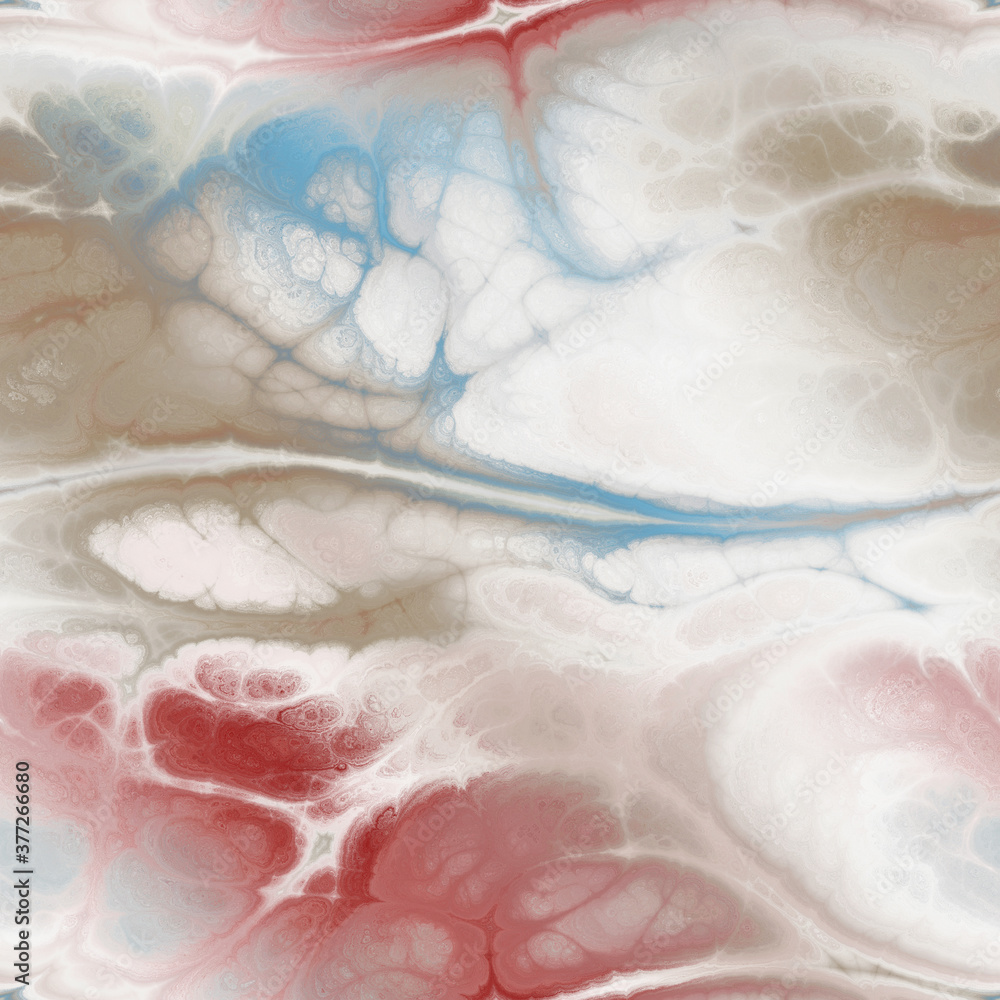 Fototapeta premium Seamless fractal marble vibrant ornate jpg pattern. High quality illustration. Intense and mysterious energetic seamless surface design. Detailed and vivid glowing marbled pattern.