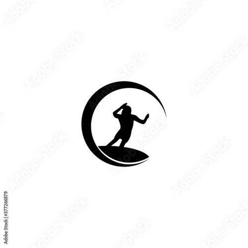Surf logo template, water sports design vector