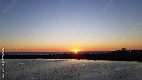 sunset over the river