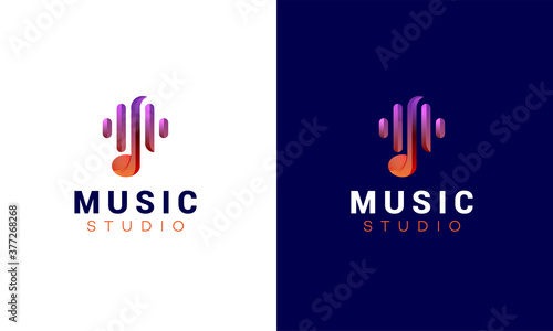Modern logo design for music studio. Music wave logo design template vector.