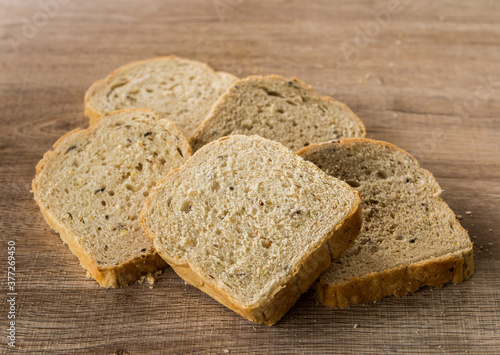 Sliced bread on board , in door Chiangmai Thailand