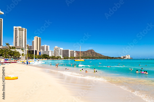 Honolulu, Hawaii, U.S.A. - Waikiki Beach and Diamond Head