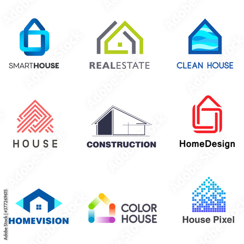 Real Estate vector logo design template. Creative abstract house icon logo set