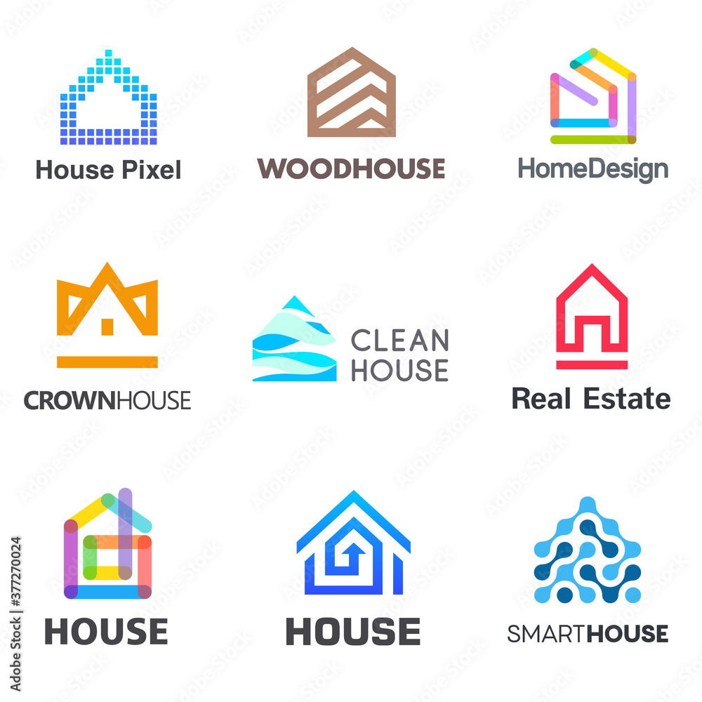 Real Estate vector logo design template. Creative abstract house icon logo set Real Estate vector logo design template. Creative abstract house icon logo set