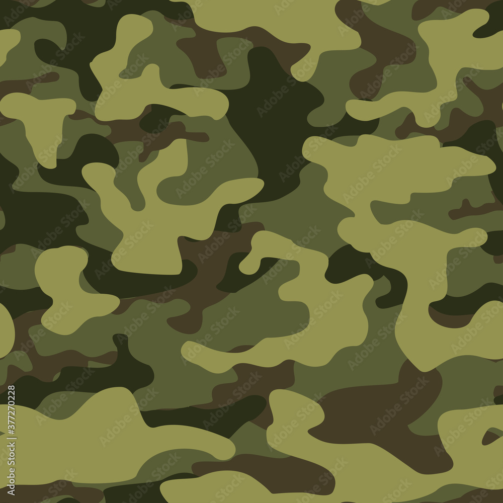 Camouflage seamless pattern. Green camo. Uniform print on fabric. Vector  Stock Vector