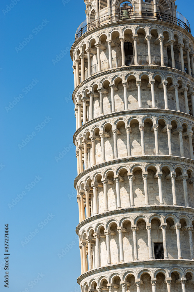 Leaning Tower of Pisa (1173 - XIV Century), the bell tower of the Cathedral (Duomo di Santa Maria Assunta), Square of Miracles (Piazza dei Miracoli), Tuscany, Italy, Europe