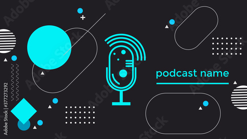 ABSTRACT TEMPLATE PODCAST MICROPHONE FLAT COLOR LIQUID DESIGN BACKGROUND VECTOR. GOOD FOR COVER DESIGN, BANNER, WEB,SOCIAL MEDIA