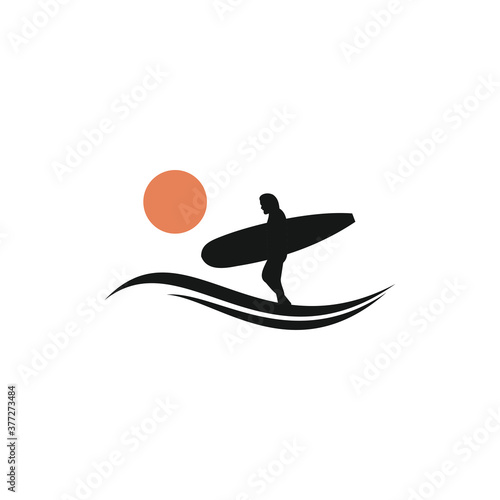 Surf logo template water sports design vector