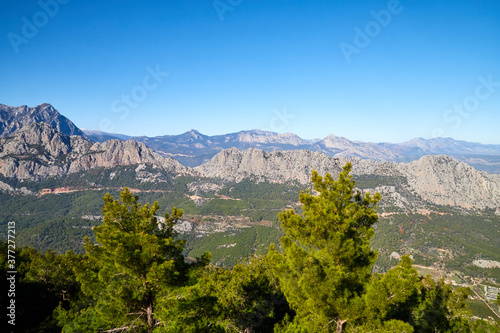 Veiw on valley from high place in mountain. Natural travel