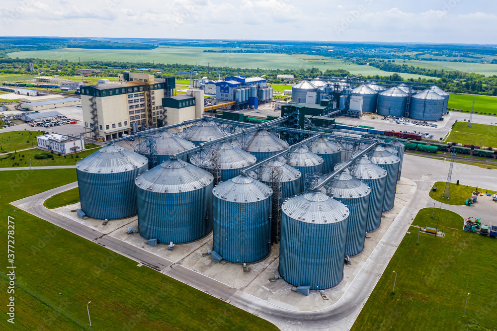 Bio gas factory out of town buildings. Many fans ventilate room. Ecologic biofuel. View from above. Bio gas factory out of town buildings. Many fans ventilate room. Ecologic biofuel. View from above.
