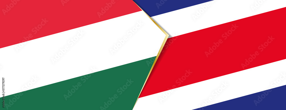 Hungary and Costa Rica flags, two vector flags.