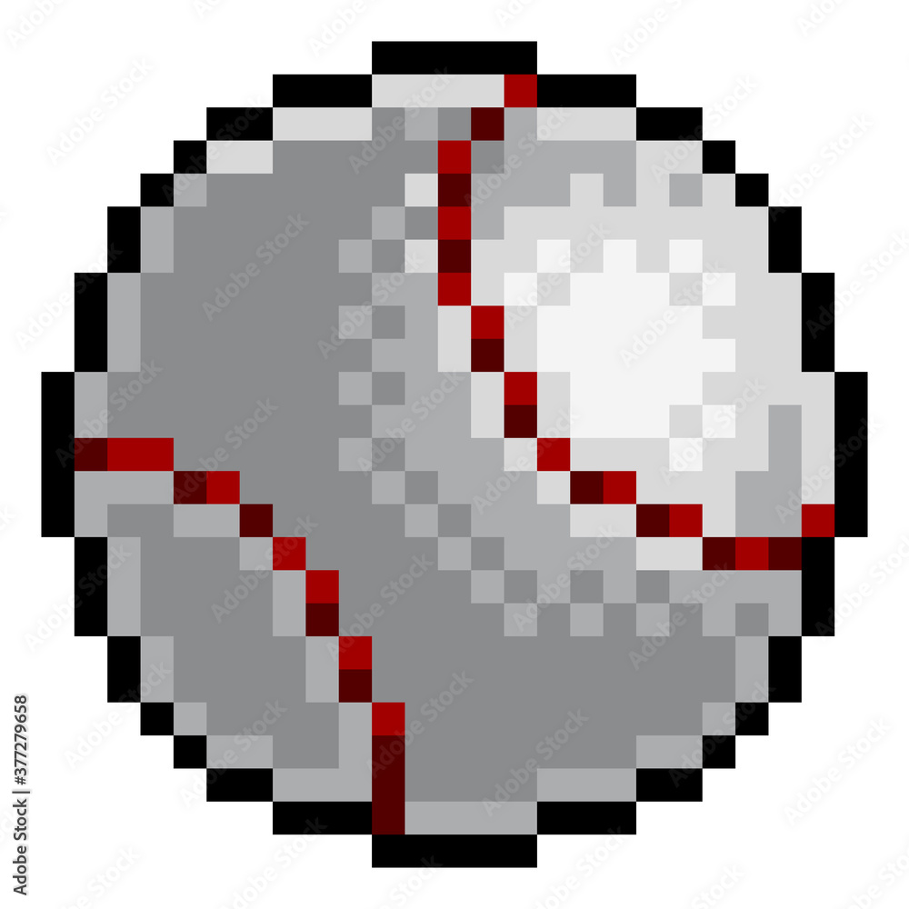 A baseball ball eight bit retro video game style pixel art sports icon