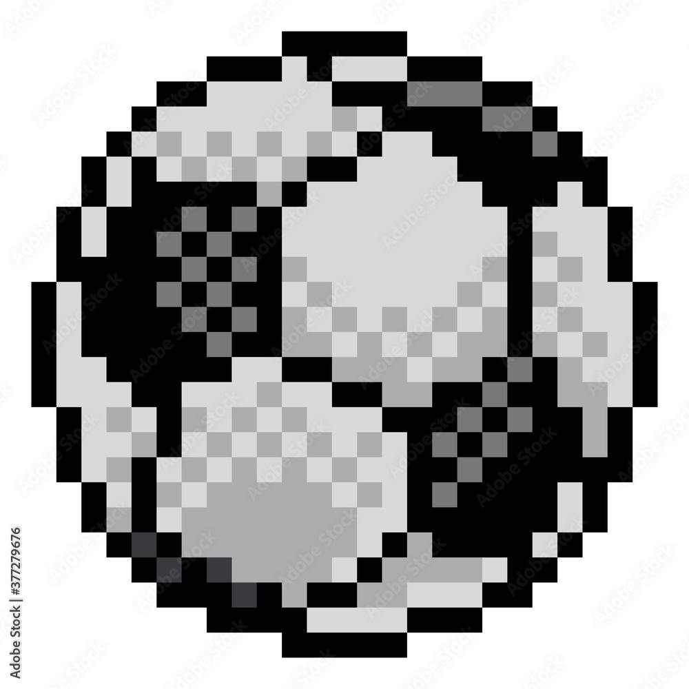 A soccer football ball eight bit retro video game style pixel art sports icon A soccer football ball eight bit retro video game style pixel art sports icon