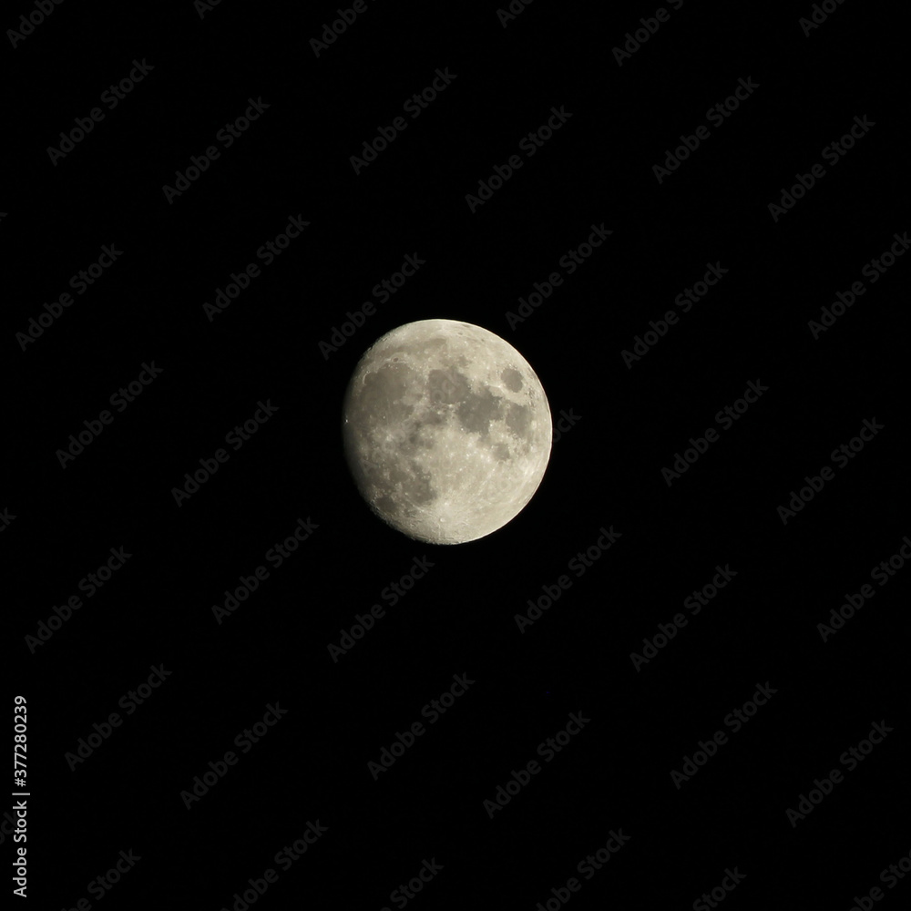 Fototapeta premium a half moon shining in black night