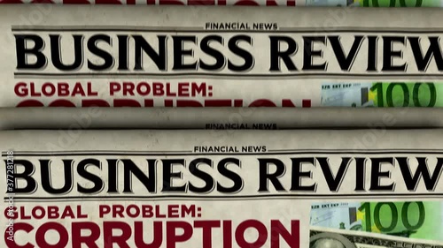 Wallpaper Mural Corruption in business global problem, stop fraud and money laundering news. Daily newspaper printing. Vintage paper media press production abstract concept. Retro style 3d rendering animation. Torontodigital.ca