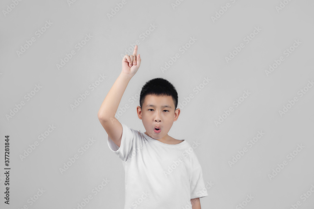 Asian boys studio shot portrait on gray background Asian boys studio shot portrait on gray background