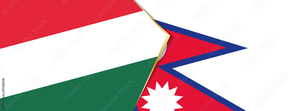 Hungary and Nepal flags, two vector flags.