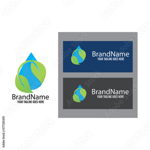 Ecology water leaf nature concept logo icon vector template.