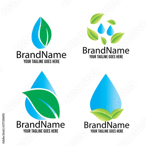 Ecology water leaf nature concept logo icon vector template.