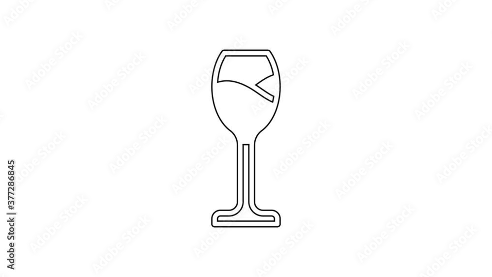 Black line Wine glass icon isolated on white background. Wineglass icon. Goblet symbol. Glassware sign. Happy Easter. 4K Video motion graphic animation. Black line Wine glass icon isolated on white background. Wineglass icon. Goblet symbol. Glassware sign. Happy Easter. 4K Video motion graphic animation.