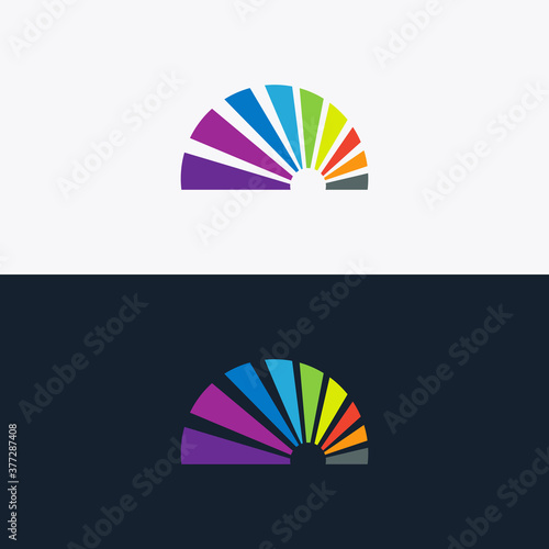 Half circle concept with rainbow color designs vector