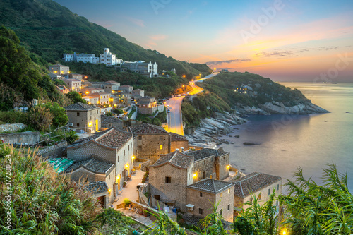 night view of Qinbi Village at Matsu, Taiwan photo