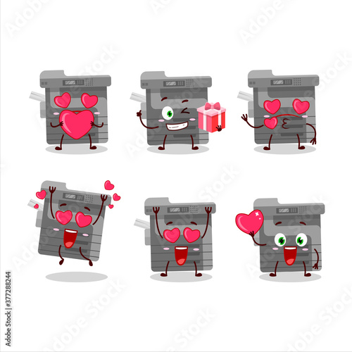 Office copier cartoon character with love cute emoticon