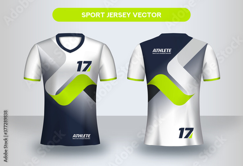 Football Jsersey design template. Soccer club uniform T-shirt front and back view.