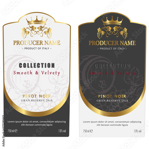 Retro Wine Label Design for Red and White Wine. Set of Vintage label