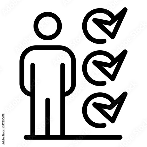 Outsource to do list person icon. Outline outsource to do list person vector icon for web design isolated on white background