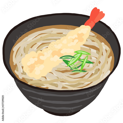 年越し蕎麦　海老天ののった天ぷらそば