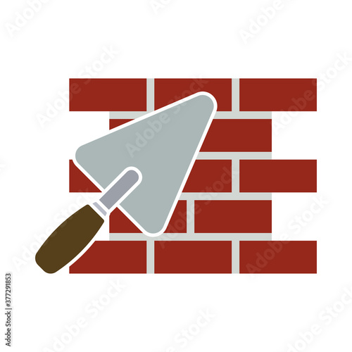 Icon Of Brick Wall With Trowel