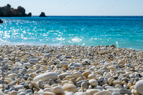 Beautiful colors on the shore of a beach in Ikaria, Greece