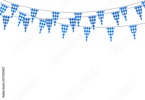 Oktoberfest banner. Background with checkered buntings. Germany festival Oktoberfest.