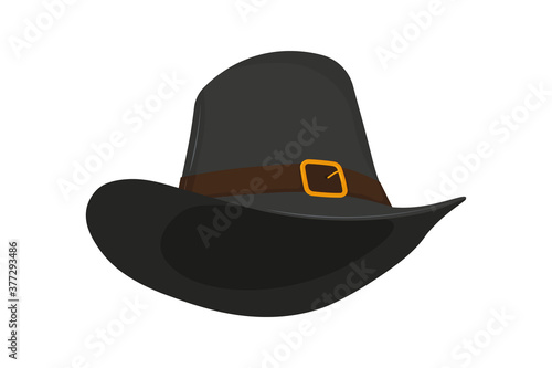Pilgrim hat on Thanksgiving or capotain flat vector icon. photo