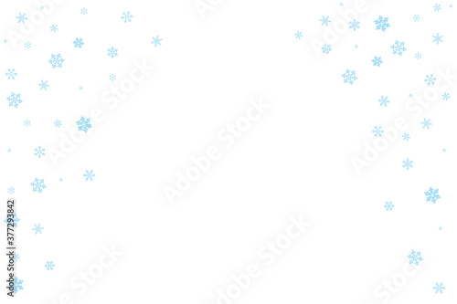Christmas background with snowflakes. Winter blue minimal decoration on white, greeting card.