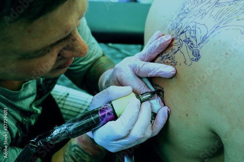 Beautiful photo of professional tattoo master work