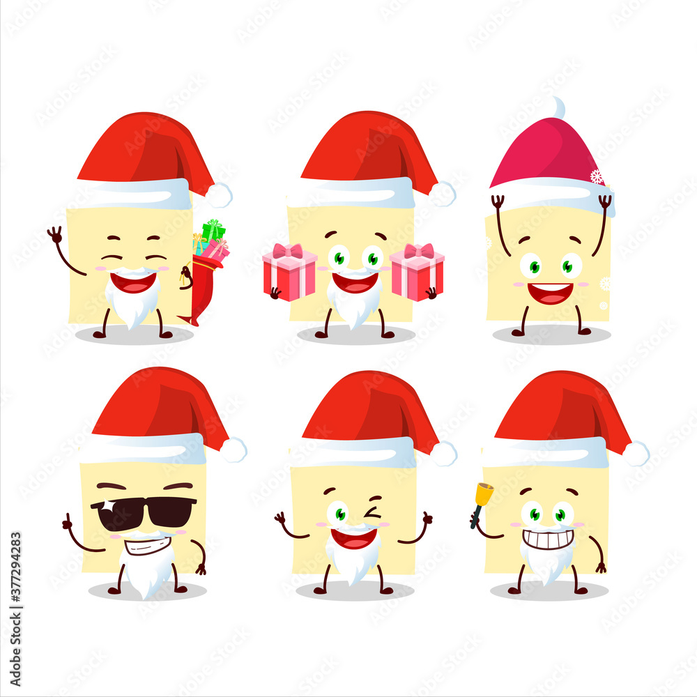 Santa Claus emoticons with pale yellow sticky notes cartoon character Santa Claus emoticons with pale yellow sticky notes cartoon character