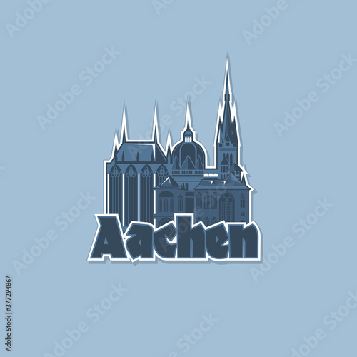 Monochrome badge, magnet of the city of Aachen.