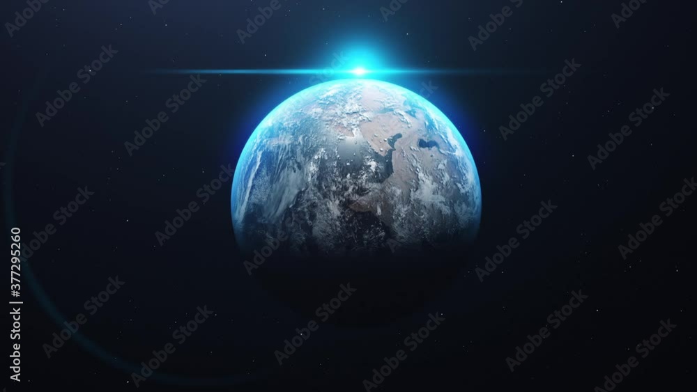 Planet Earth view from space with a beautiful flaring sun. Planet Earth view from space with a beautiful flaring sun.