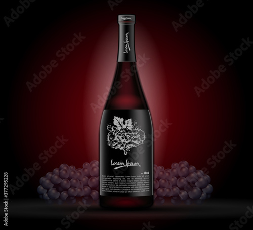 Mock-up bottles of wine on a dark background.