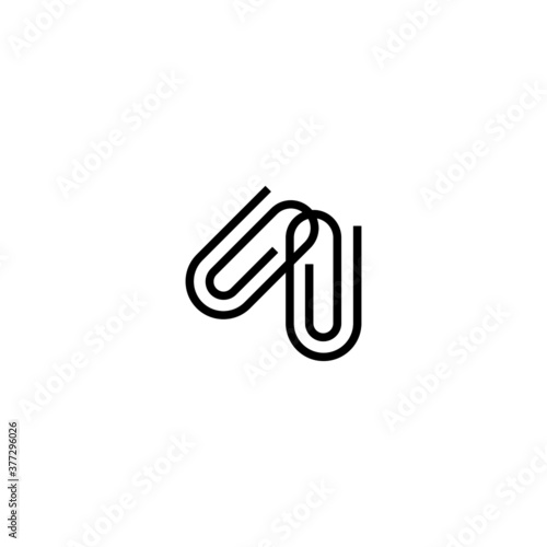 Paperclip Icon in black flat glyph, filled style isolated on white background
